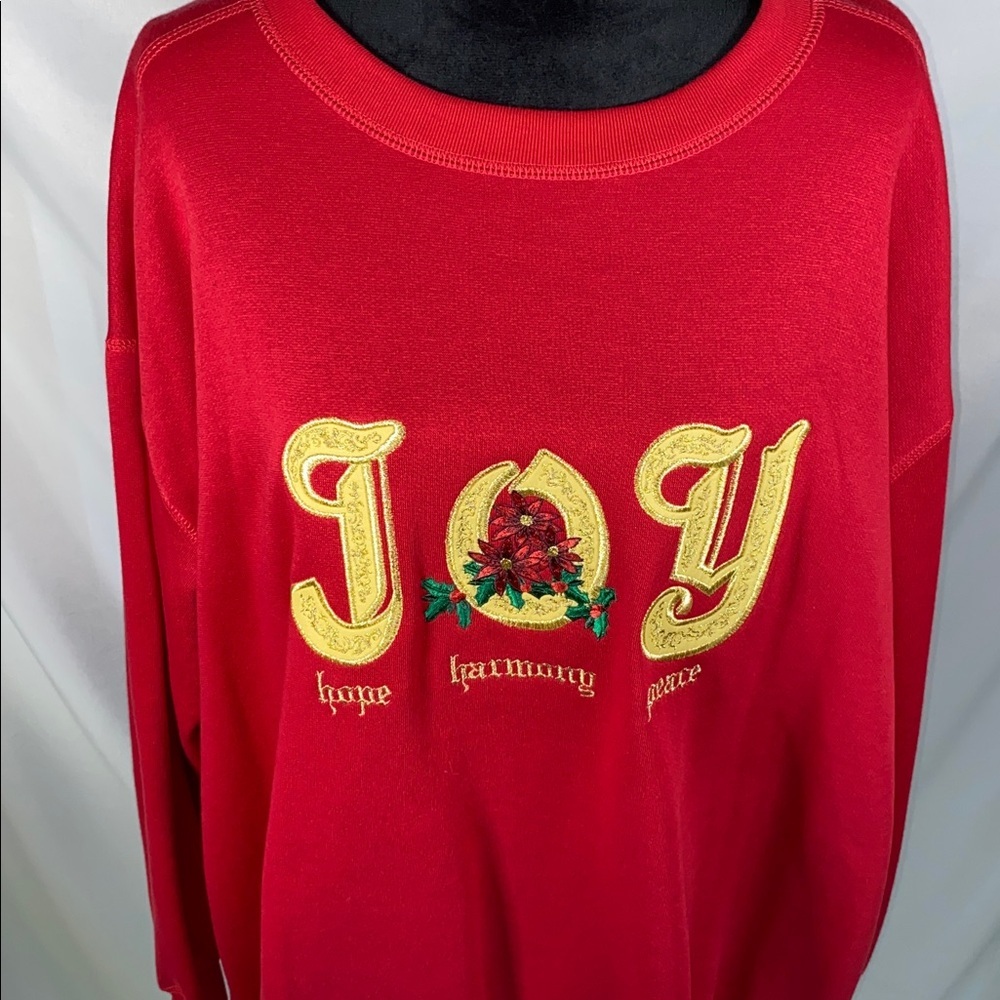 Honors Christmas Sweatshirt Joy Red Plus Size 26/28 - Picture 2 of 6